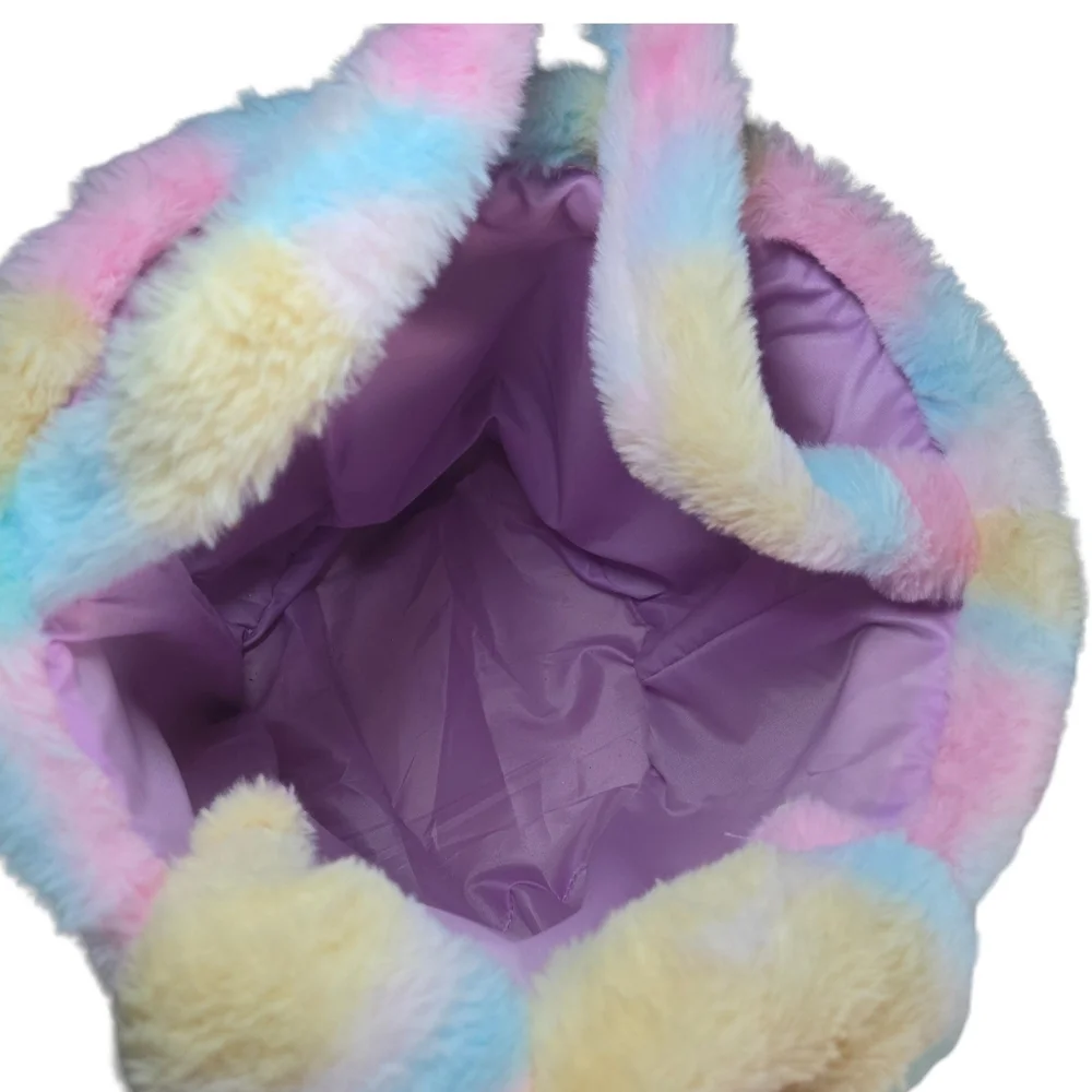 Rainbow Pastel Bunny Plush Basket